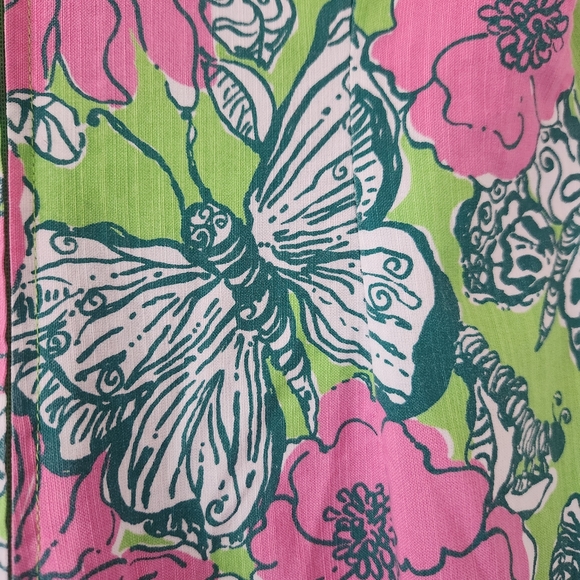 Lilly Pulitzer Retro Butterfly Shift Dress Pink + Green Lace Trim Sleeveless 8 - Picture 11 of 15